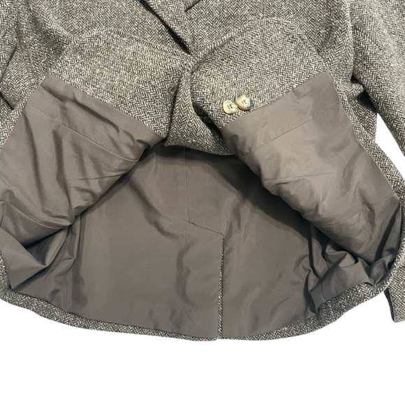 VTG LL Bean brown herringbone tweed blazer jacket size M Reg. Tweed, Silk, Wool - Picture 7 of 14
